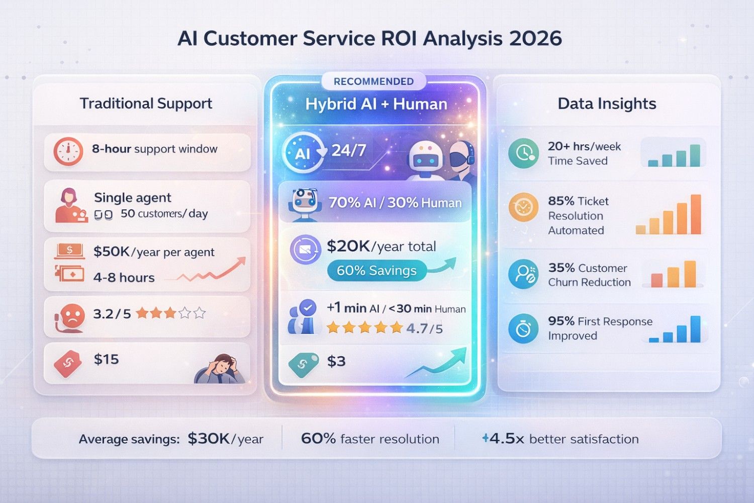 Comparison chart showing ROI of AI customer service vs traditional support